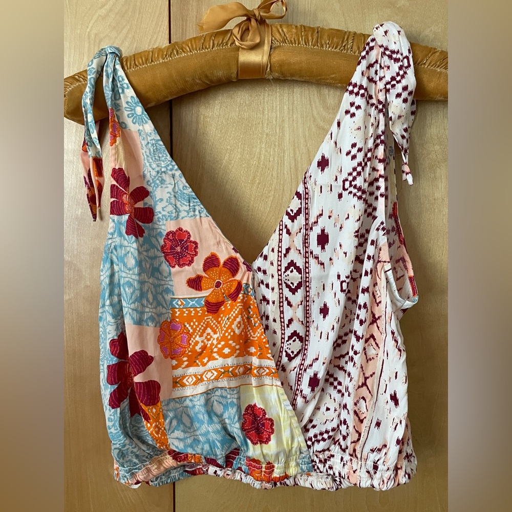 NWT! Free People XS,S,M Tied to You Tank. Tropical combo. $78 - Picture 6 of 14